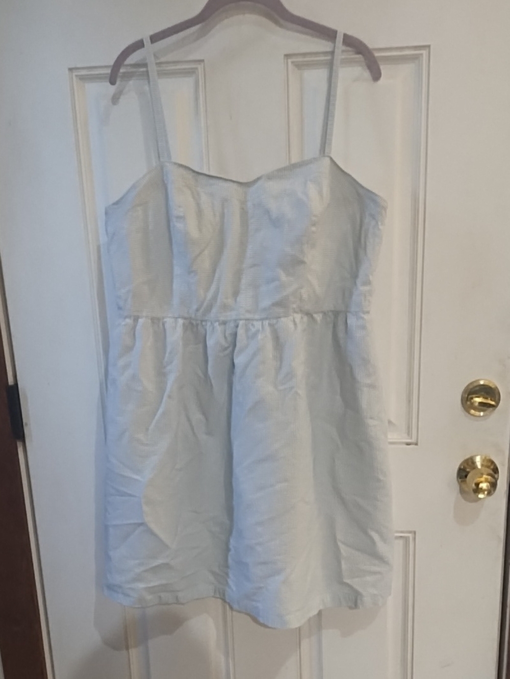 LOFT Light Blue Striped Spaghetti Strap Dress